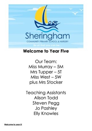 Y5 Welcome Booklet 2021 22