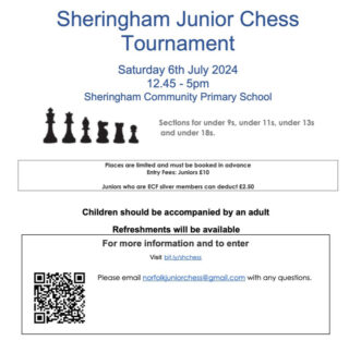 2024 Sheringham Junior Chess Tournament A4 Poster